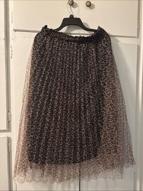 Metro Wear Brown & Black Leopard-Print Pleated Midi Skirt